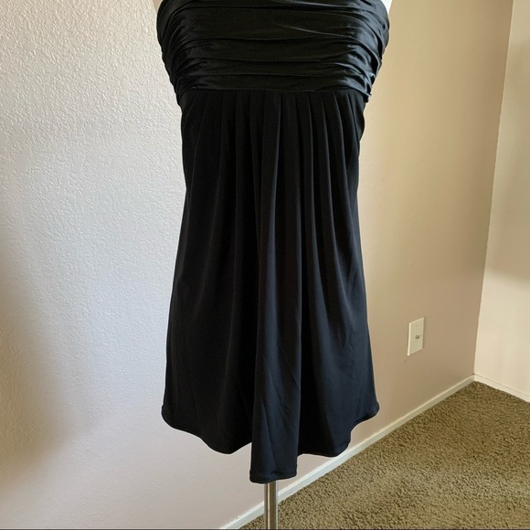Davids Bridal Satin Jersey Empire Waist Mini Dress - Picture 6 of 12